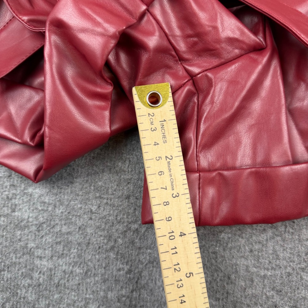 Ces Femme Faux Leather Shorts Women's Small Burgundy High Waist Pleated Tie Belt - Picture 7 of 12